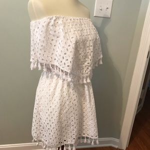 Dakota Jack White eyelet tube dress wth tassel NWT